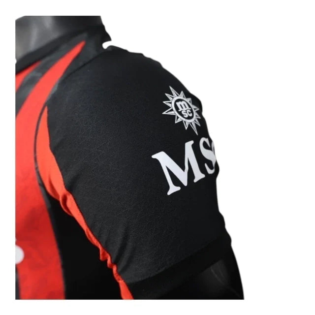 Camisa AC Milan I 25/26 - Jogador Puma Masculina - Preta e vermelha com detalhes em cinza