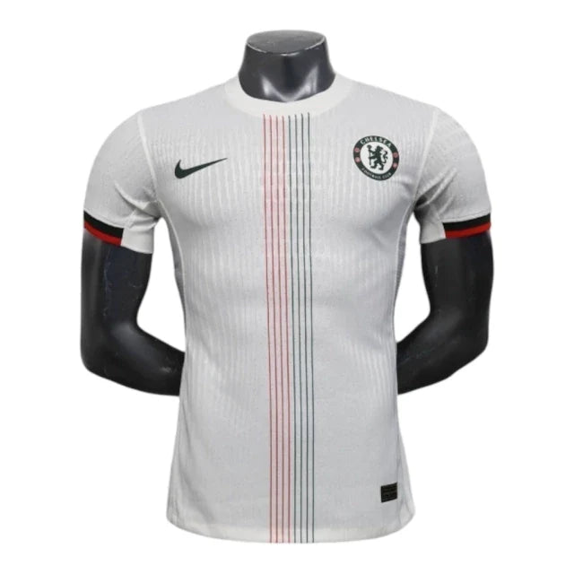 Camisa Chelsea II 25/26 - Jogador Nike Masculina - Branca com detalhes em verde e vermelho